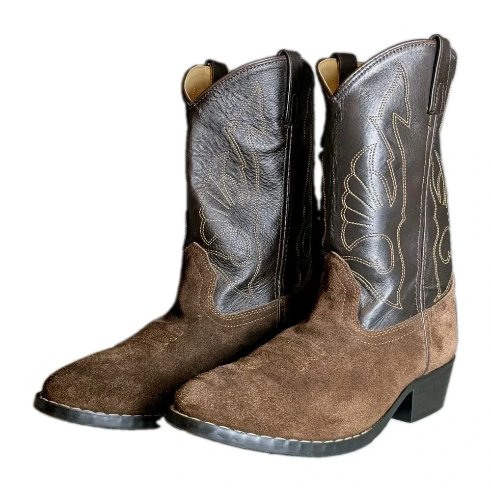 Masterson Boot Company Suede Leather Western Cowboy Boots Youth SZ 6 Women SZ 7